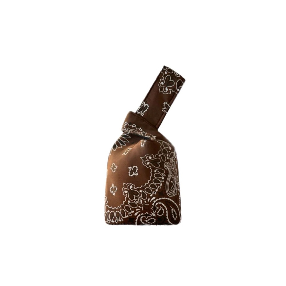 Yaito Brown Paisley One Handle Knot Bag
